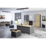 Γραφείο Εργασίας Επαγγελματικό Lotus Pakoworld Αναστρέψιμο Φυσικό-Ανθρακί 180x140x75εκ