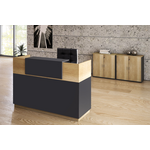 Γραφείο Reception Lotus Pakoworld σε Χρώμα Φυσικό - Ανθρακί 180x70x110εκ