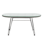 Τραπέζι Naoki Pakoworld Μέταλλο Μαύρο-pe Γκρι-Γυαλί 100x45x46εκ