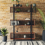 Βιβλιοθήκη Fifer Pakoworld Καρυδί-Μαύρο 120x27x185εκ