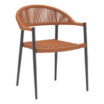 Πολυθρόνα Freiburg Pakoworld Αλουμίνιο Μαύρο-Σχοινί Φυσικό-Κεραμιδί