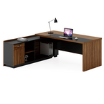 Γραφείο με Αριστερή Γωνία Oscar Pakoworld Καρυδί-Ανθρακί 200x180x76εκ