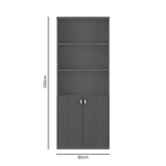 Βιβλιοθήκη Γραφείου Επαγγελματική Denith Pakoworld Ανθρακί-Καρυδί 80x40x200εκ