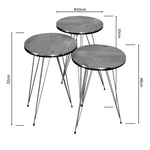 Βοηθητικά Τραπέζια Wakmi Pakoworld σετ 3τεμ oak Μελαμίνης-Χρυσό Μέταλλο