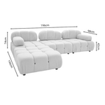 Kαναπές Τριθέσιος με Σκαμπό Hypnotic Pakoworld Μπουκλέ Μπεζ με Μαξιλάρια 196x98x74εκ