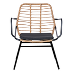 Τραπεζαρία Naoki a Pakoworld σετ 5 τμχ Rattan Φυσικό-Μαύρο Μέταλλο-Γυαλί 160x90x78εκ