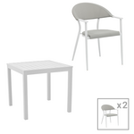 Τραπεζαρία Kliton - Pino σετ 3τεμ Pakoworld Αλουμίνιο σε Λευκή Απόχρωση 80x80x74εκ