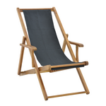 Σεζλόνγκ Xurian Pakoworld Ξύλο Ακακίας Φυσικό-Πανί pvc Μαύρο