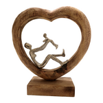 Επιτραπέζιο Διακοσμητικό Καρδιά Loisir Inart Φυσικό Μάνγκο Ξύλο-Αλουμίνιο 28.5x9x30εκ