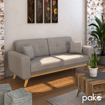 Καναπές-Κρεβάτι Carmelo Pakoworld με Μπεζ-Γκρι Ύφασμα 214x80x86εκ
