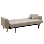 Καναπές-Κρεβάτι Carmelo Pakoworld με Μπεζ-Γκρι Ύφασμα 214x80x86εκ