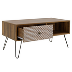 Τραπέζι Σαλονιού Boho Pakoworld Καρυδί με Μεταλλικά Πόδια 100x50x46εκ