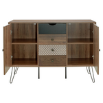 Μπουφές Boho Pakoworld με Τέσσερα Συρτάρια Καρυδί Μεταλλικά Πόδια 122x39,5x86εκ