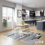 Τραπεζαρία Roza Pakoworld σετ 5τμχ Χρώμα Sonoma - Πόδια Λευκό Gloss 120x70x75εκ