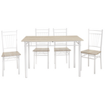 Τραπεζαρία Roza Pakoworld σετ 5τμχ Χρώμα Sonoma - Πόδια Λευκό Gloss 120x70x75εκ