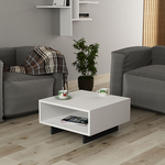 Τραπέζι Σαλονιού Hola Pakoworld Antique Λευκό-Ανθρακί 60x60x32εκ