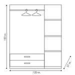 Ντουλάπα Ρούχων Τρίφυλλη Olympus Pakoworld Χρώμα Wenge 120x57x183εκ