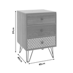 Κομοδίνο Boho Pakoworld με 3 Συρτάρια Καρυδί με Μεταλλικά Πόδια 40x40x59εκ