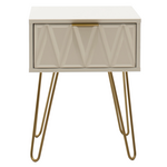 Κομοδίνο Isla Pakoworld Χρώμα Λευκό Painting-Χρυσό 42x35x55εκ