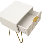 Κομοδίνο Isla Pakoworld Χρώμα Λευκό Painting-Χρυσό 42x35x55εκ