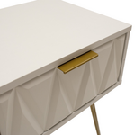 Κομοδίνο Isla Pakoworld Χρώμα Λευκό Painting-Χρυσό 42x35x55εκ