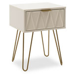 Κομοδίνο Isla Pakoworld Χρώμα Λευκό Painting-Χρυσό 42x35x55εκ