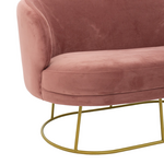 Καναπές 2θέσιος Gloria Pakoworld Βελούδο Σάπιο Μήλο-Χρυσό 132x82x83εκ