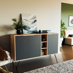 Μπουφές Clara Pakoworld Χρώμα Light oak-Ανθρακί 142x35.5x83εκ