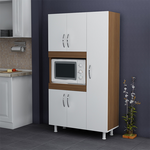 Ντουλάπα Κουζίνας Defne Pakoworld Χρώμα Λευκό-Καρυδί  89x37.5x160εκ