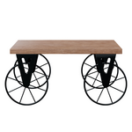 Τραπέζι Σαλονιού Bike Pakoworld Χρώμα Μαύρο-Καρυδί 85x55x41εκ