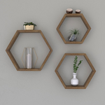 Ραφιέρα Τοίχου Valis Pakoworld Τριών Τεμαχίων Χρώμα Καρυδί 37x9x32εκ