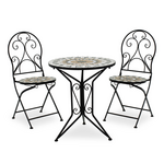 Τραπεζαρία Mosaic Pakoworld σετ 3τεμ Μέταλλο Μαύρο