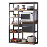 Ραφιέρα Επιδαπέδια Leena Pakoworld Μέταλλο Σκούρο Καρυδί-Μαύρο 80x30x142εκ