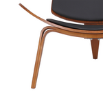 Πολυθρόνα Vilma Pakoworld pu Μαύρο- Plywood Καρυδί 90x73x75εκ