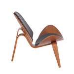 Πολυθρόνα Vilma Pakoworld pu Μαύρο- Plywood Καρυδί 90x73x75εκ