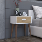 Κομοδίνο Laber Pakoworld με ένα Συρτάρι Καρυδί-Λευκό-Sonoma 45x30x57.5εκ