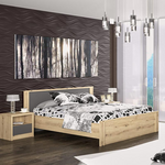 Κομοδίνο Lavinia Pakoworld Ανθρακί-Sonoma 46.5x39.5x45.5εκ