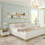 Κρεβάτι Διπλό Jaden Pakoworld Golden oak-Λευκό Antique 160x200εκ