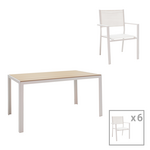 Τραπεζαρία Κήπου Nares-Moly σετ 7τεμ Pakoworld Αλουμίνιο-Textilene σε Λευκή Απόχρωση