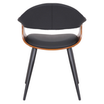 Πολυθρόνα Austen Pakoworld pu Μαύρο-Πόδι Καρυδί