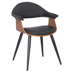 Πολυθρόνα Austen Pakoworld pu Μαύρο-Πόδι Καρυδί