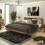 Κομοδίνο Imena Pakoworld Μασίφ Ξύλο 4εκ Φυσικό-Μαύρο 45x35x56εκ
