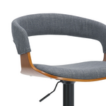 Σκαμπό Μπαρ Zero Pakoworld Πτυσσόμενο Γκρι Ύφασμα-Plywood Καρυδί-Μέταλλο Μαύρο