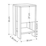 Κομοδίνο ema Pakoworld Χρώμα Λευκό Antique-Μόκα 30x30x55εκ