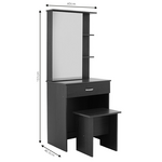 Τουαλέτα Κρεβατοκάμαρας Zelia  Pakoworld με Καθρέπτη και Σκαμπό Χρώμα Λευκό 60x40.5x151εκ