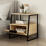 Κομοδίνο Johana Pakoworld Μαύρο-oak 45x40x50εκ