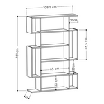 Βιβλιοθήκη Mito Pakoworld σε Χρώμα Antique Γκρι-Λευκό 108.5x25.5x161εκ