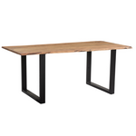 Τραπέζι Slim Pakoworld Μασίφ Ξύλο Ακακίας Καρυδί-Πόδι Μαύρο 200x100x75.6εκ