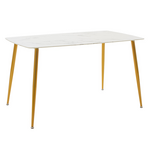 Τραπέζι Paris Pakoworld Οβάλ Γυαλί 8mm Λευκό Μαρμάρου-Χρυσό 150x80x75εκ