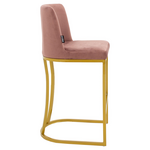 Σκαμπό bar Μεσαίου Ύψους Impartial i Pakoworld Μεταλλικό Χρυσό-Βελούδο Σάπιο Μήλο